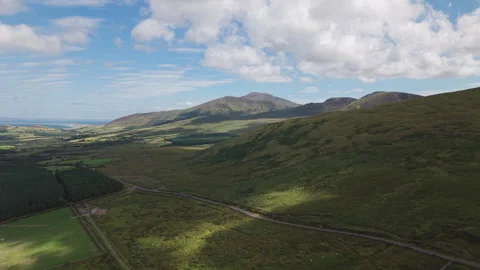 Aerial View Of Conor Pass Mountains In Dingle Peninsula Ireland Видео 345008234
