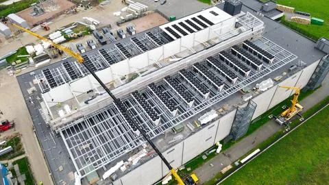 Aerial view constructing modern data center for AI computing Фото
