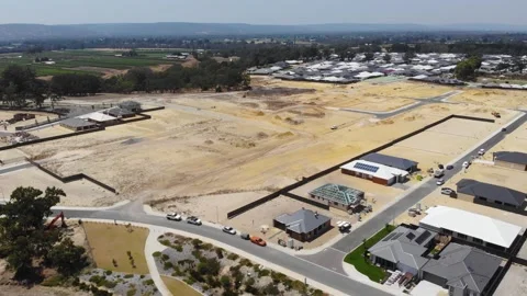 Aerial View of a Construction Area for future Houses Stock Footage 139750033