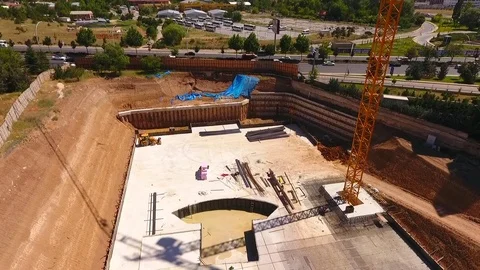 Aerial View of Construction at City Stock Footage 77392275