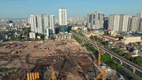Aerial view of construction clearance in Thanh Xuan District Hanoi Vietnam Stock Footage 337645022
