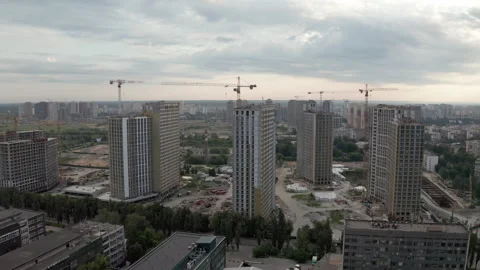 Aerial view of construction crane building apartment Stock Footage 157496989