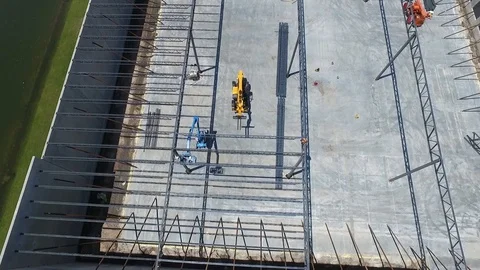 Aerial view of construction crews Video stock 93314266