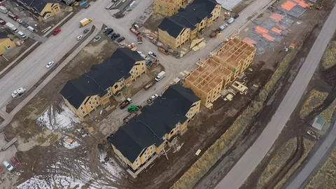 Aerial view of construction development for new apartments Stock Footage 123168233