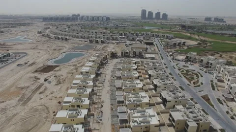 Aerial view of the construction of the elite settlement "damac hills" (dubai) 動画素材 106802206