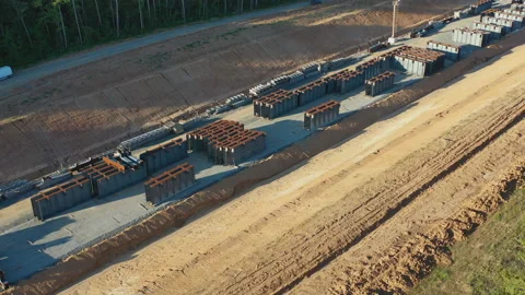 Aerial view of the construction of the highway Stock Footage 108431861