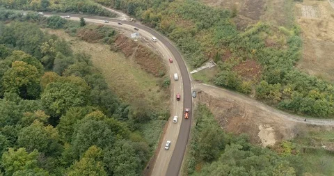 Aerial view: Construction of Highways. Cold Recycling Machines.The Preparation Stockbeeldmateriaal 103306241