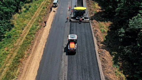 Aerial view of construction on highways Stock Footage 140300588