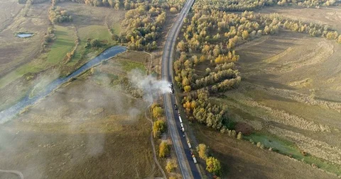 Aerial view: Construction of Highways. Hot Recycling Machines running on the Stockbeeldmateriaal 103307667