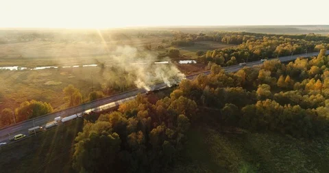 Aerial view: Construction of Highways. Hot Recycling Machines running on the Stockbeeldmateriaal 103308499