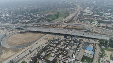 Aerial view of the construction of infrastructure in the vicinity of Damascus 動画素材 110854063