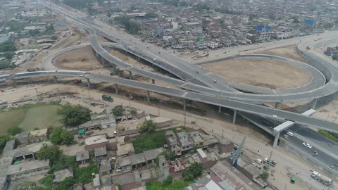 Aerial view of the construction of infrastructure in the vicinity of Damascus Stock Footage 110856136