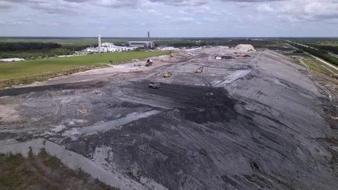 Aerial view of construction. large construction site earthmover machines Stock Footage 241951696