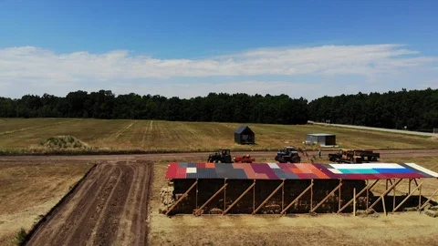 Aerial view of the construction machinery. Stock Footage 125210531