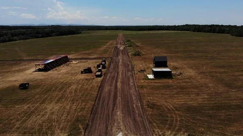 Aerial view of the construction machinery. Stock Footage 125211575