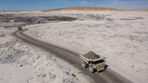 Aerial view of construction machinery working in coal mine Stock Footage 294099357