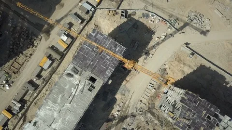 Aerial view. Construction of a modern district with residential apartments and Видео 89505031