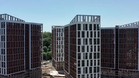 Aerial view. Construction of new multi-storey buildings in a residential area of 動画素材 155041939
