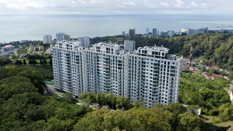 Aerial view. Construction of new multi-storey buildings in a residential area of Vidéo 162257775