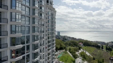 Aerial view. Construction of new multi-storey buildings in a residential area of 動画素材 162533631