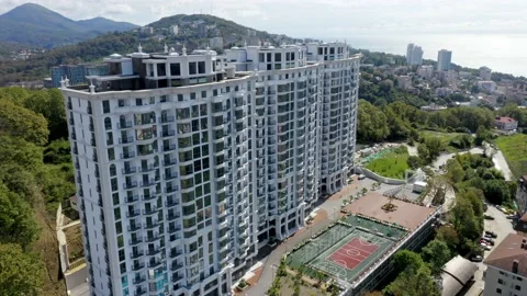 Aerial view. Construction of new multi-storey buildings in a residential area of 動画素材 162572017