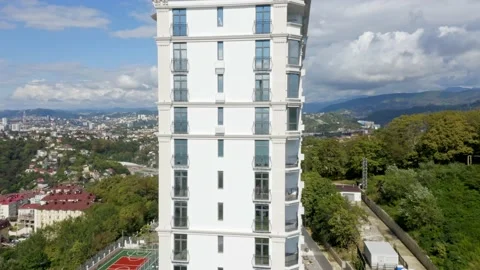 Aerial view. Construction of new multi-storey buildings in a residential area of 動画素材 162911720