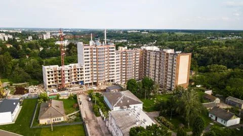 Aerial view of the construction of a new multi-storey building Stock Photos