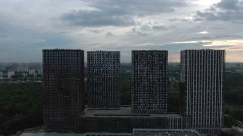 Aerial view construction of new office towers and shopping center Video stock 138070949