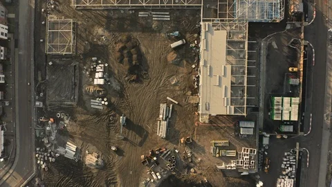 Aerial view of Construction of a new school being built in Waverley, Rotherham Stock Footage 120637028