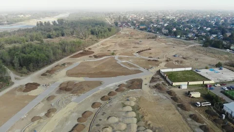 Aerial view construction of the park. Stock Footage 125536342