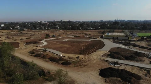Aerial view construction of the park. Stock Footage 125536392