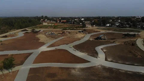 Aerial view construction of the park. Stock Footage 125536536