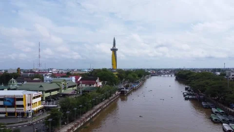 Aerial view of the construction process of the zero kilometer point monumen.. Video stock 283476230