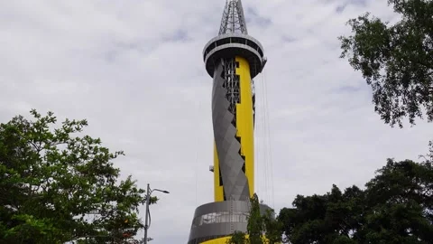 Aerial view of the construction process of the zero kilometer point monumen.. Video stock 300523264