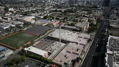 Aerial View of Construction Project In Los Angeles Vídeo Stock 240241997
