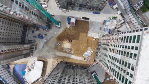 Aerial view of the construction site of the Acro Samsung Apartment in Gangna Vídeo Stock 295112810