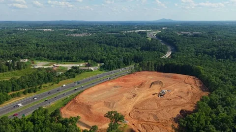 Aerial View of Construction Site Along I-575 in Canton, Georgia Stock Footage 344914723