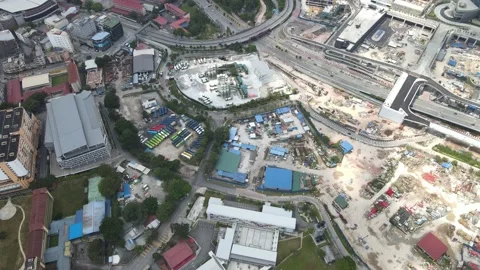 Aerial view of construction site and Major Road during MCO Stock Footage 148498366