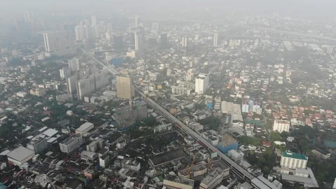 Aerial view construction site building in city with road Stock Footage 106597608