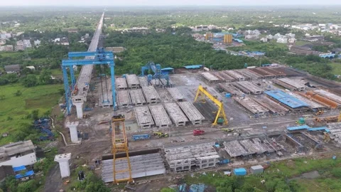 Aerial view of construction site of Bullet train project. Stock Footage 283924533