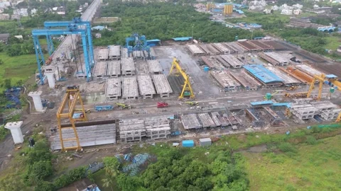 Aerial view of construction site of Bullet train project. Stock Footage 283924919