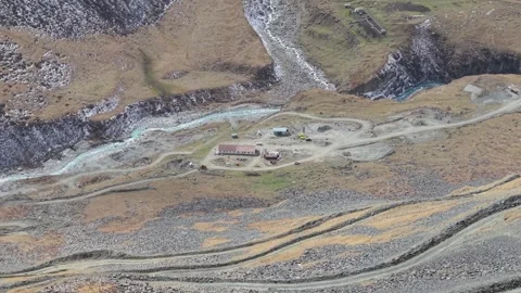 Aerial view of construction site with camera zooming in on details 動画素材 320395825