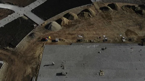Aerial view of the construction site. Construction site from the air. Stock Footage 124592047