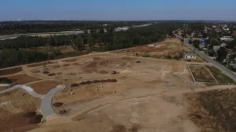 Aerial view of the construction site. Construction site from the air. Stock Footage 125536419