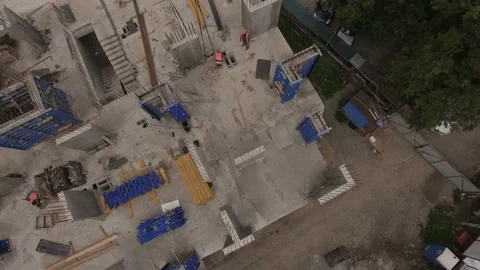 Aerial view construction site with crane at building background Stock Footage 113288862