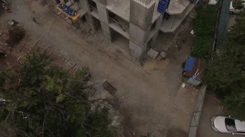 Aerial view construction site with crane at building background Stock Footage 113289639