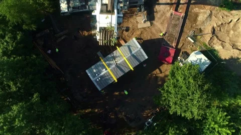 Aerial view of construction site with crane in Riga, Latvia. Stock Footage 340811150