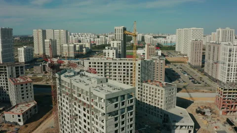 Aerial view of construction site, development of new residential area Stock Footage 139286943