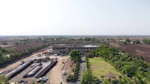 Aerial View of Construction Site Development in Rural Area with Ongoing Stock Footage 340301646