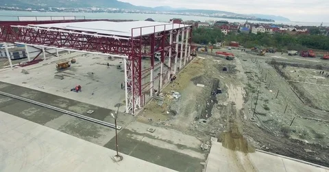 Aerial View of Construction Site Stock Footage 76875005